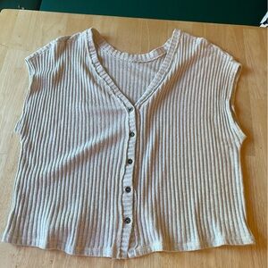 Ribbed lightweight Button-Up Knit Top